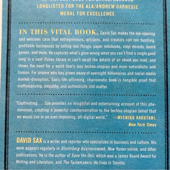 The Revenge of Analog Book by David Sax Real Things and Why They Matter New 2016 - Picture 3 of 7